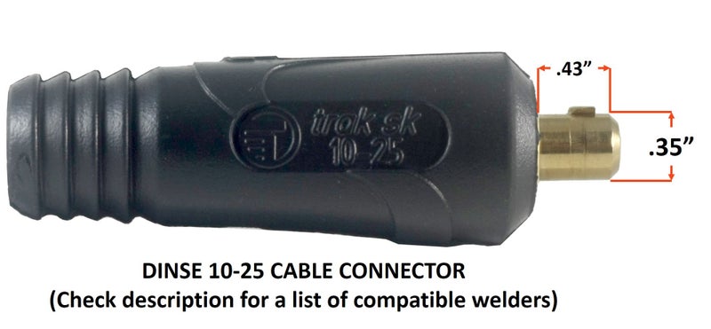 Sa 150 Amp Welding Electrode Holder Lead Assembly - Dinse 10-25 Connector - #4 AWG cable (15 FEET) - Image 2